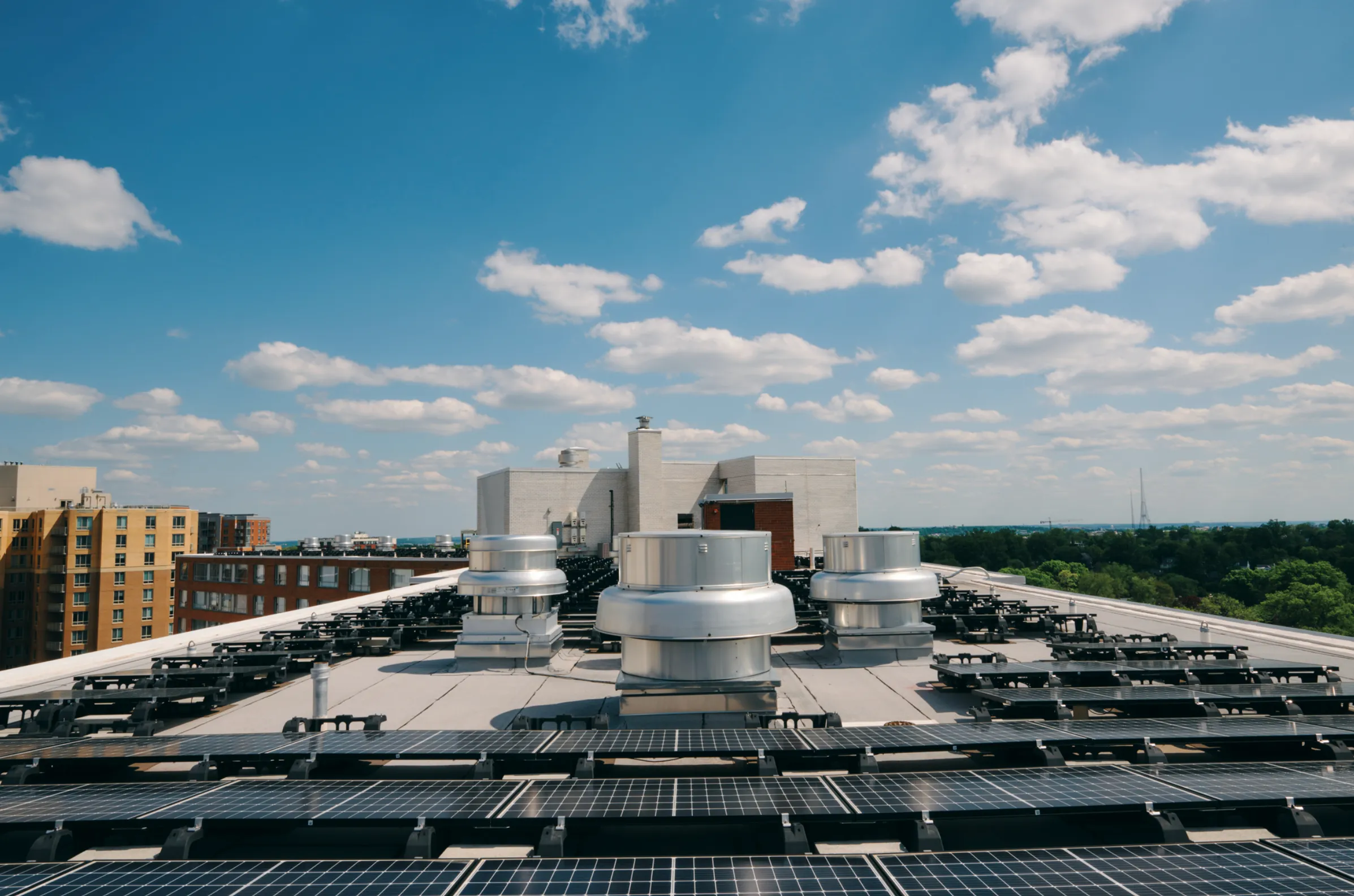 solar panels on the roof of The Pearl
