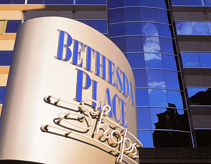 close up of sign for Bethesda Place Shops