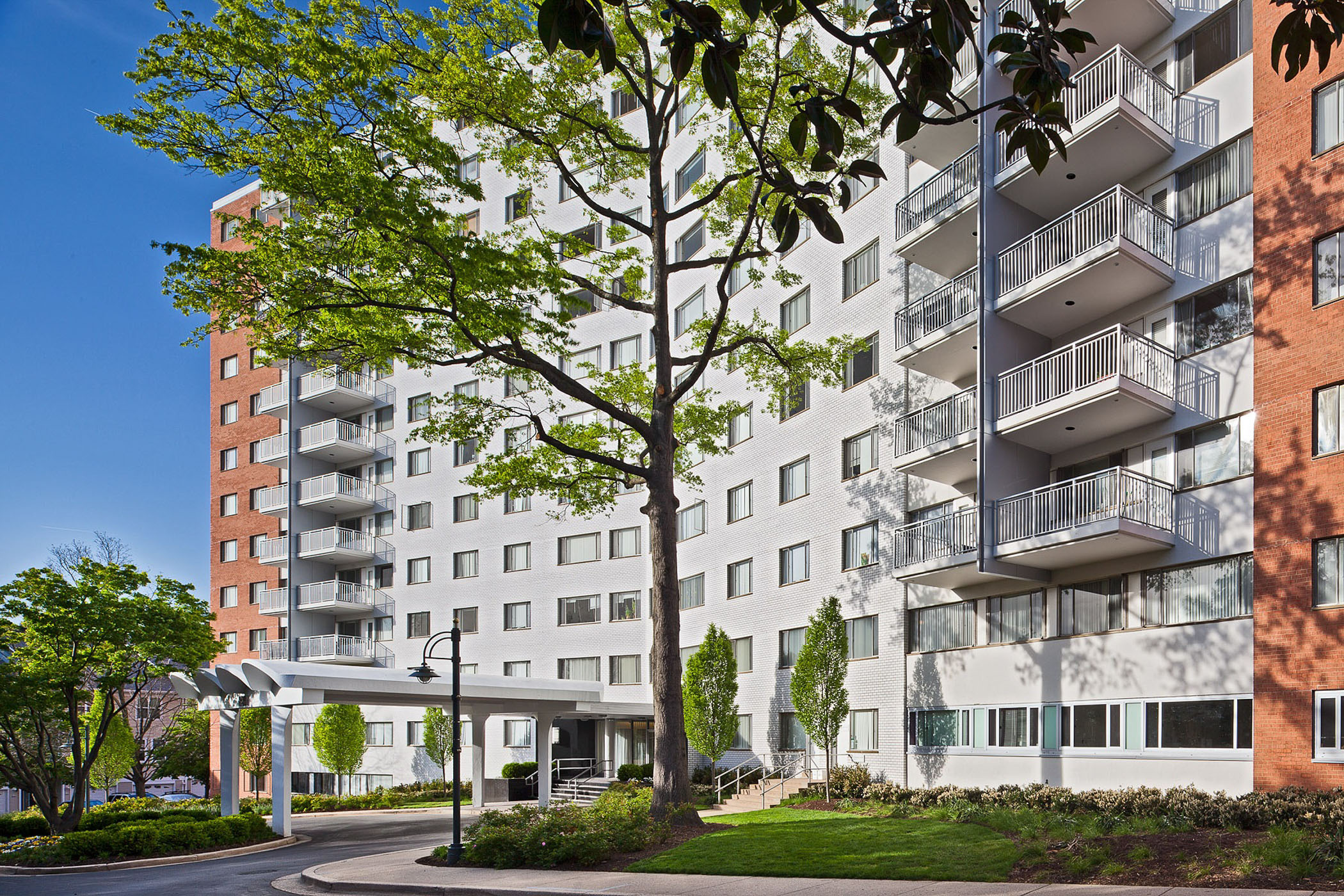 exterior view of Blair House at The Blairs District apartments in Silver Spring, MD