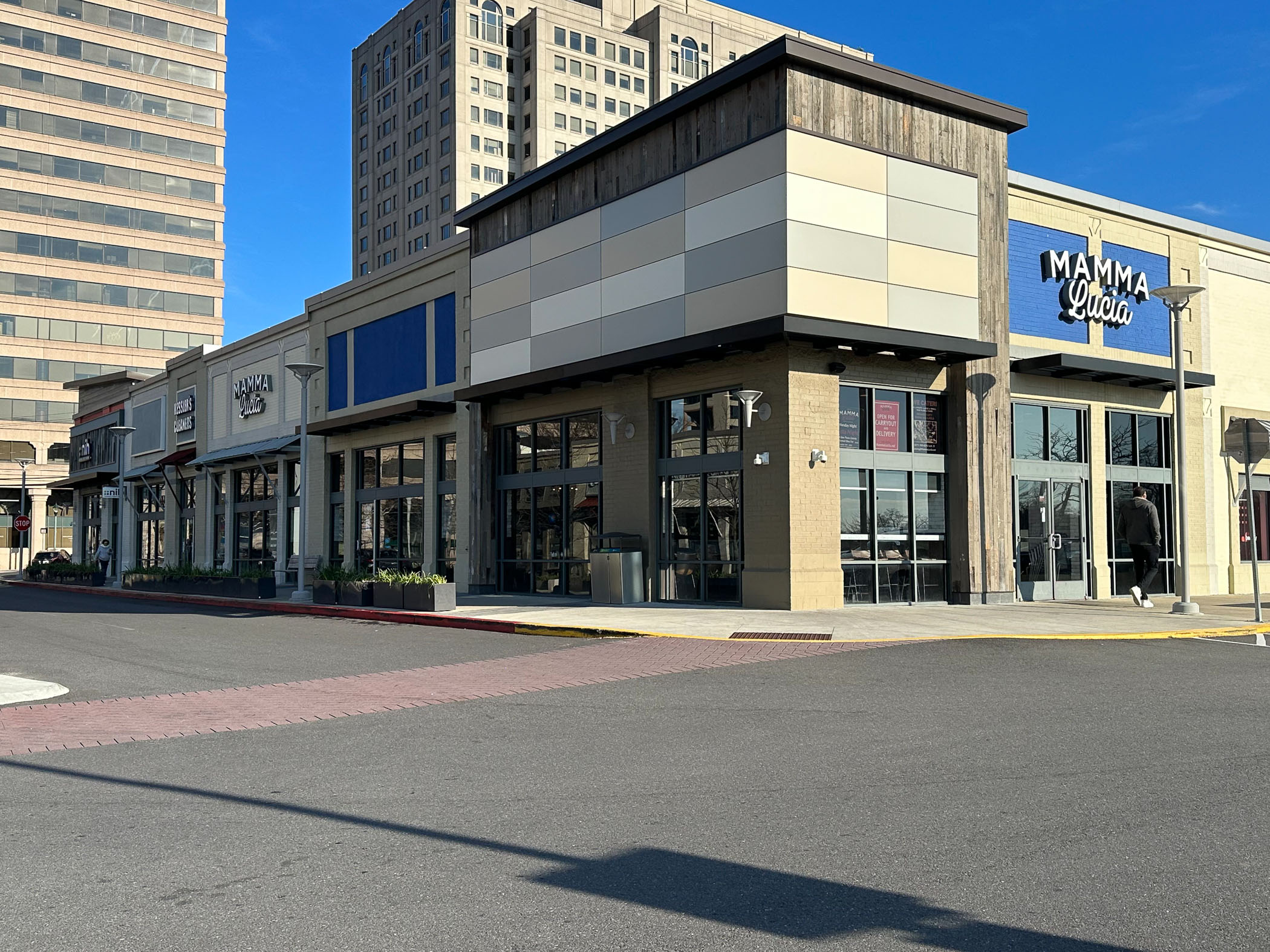 street level exterior view of Mamma Lucia at The Blairs District in Silver Spring, MD
